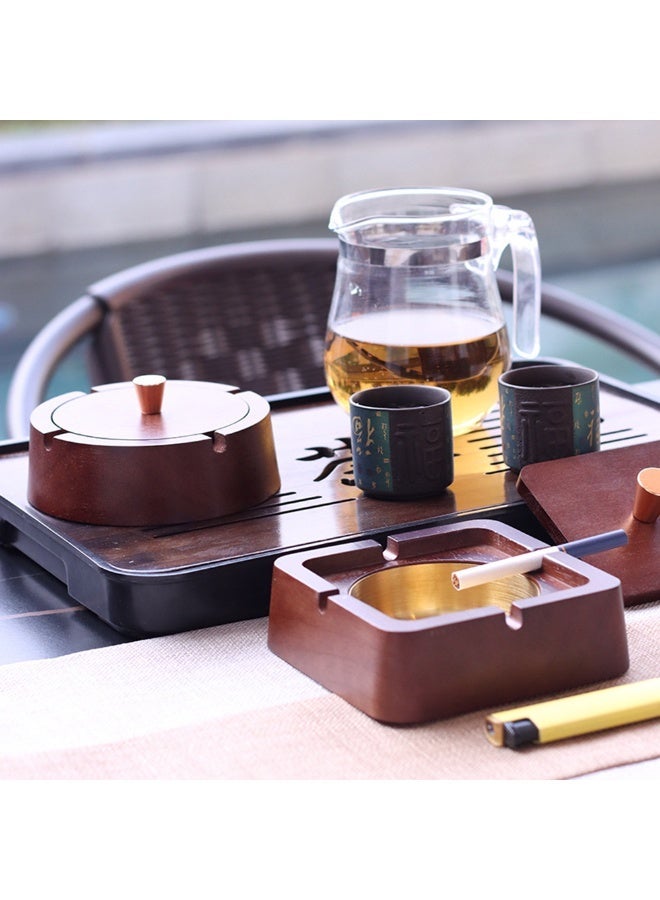 1pcs Light Luxury Ashtray Solid Wood With Lid，Anti-Fly Ash Stainless Steel Inner Liner Ash Collector，Easy To Clean，Desktop Creative Ornament Decoration，Suitable For Offices And Homes - Image 5