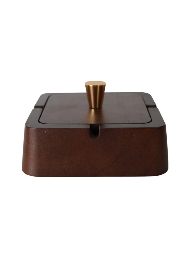 1pcs Light Luxury Ashtray Solid Wood With Lid，Anti-Fly Ash Stainless Steel Inner Liner Ash Collector，Easy To Clean，Desktop Creative Ornament Decoration，Suitable For Offices And Homes - Image 3