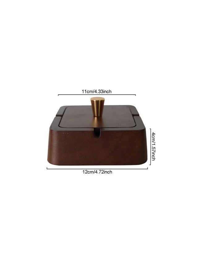 1pcs Light Luxury Ashtray Solid Wood With Lid，Anti-Fly Ash Stainless Steel Inner Liner Ash Collector，Easy To Clean，Desktop Creative Ornament Decoration，Suitable For Offices And Homes - Image 2
