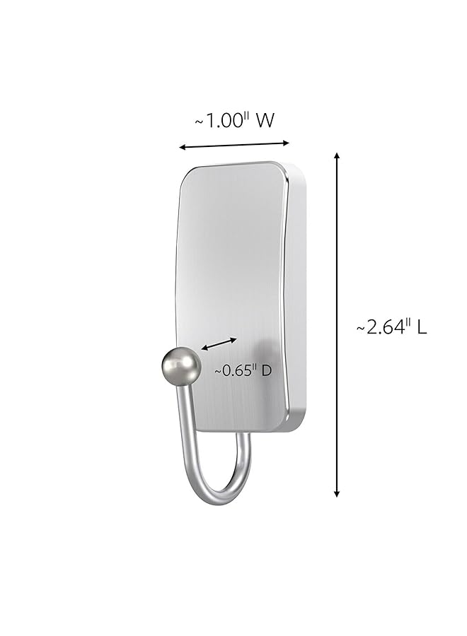 Command Bath Satin Nickel Small Hook 1 Hook+2 Strips Pack Holds 450Gr. Silver Color Water Resistant Strips Organize Decoration No Tools Holds Strongly Damage Free Hanging  - Image 4