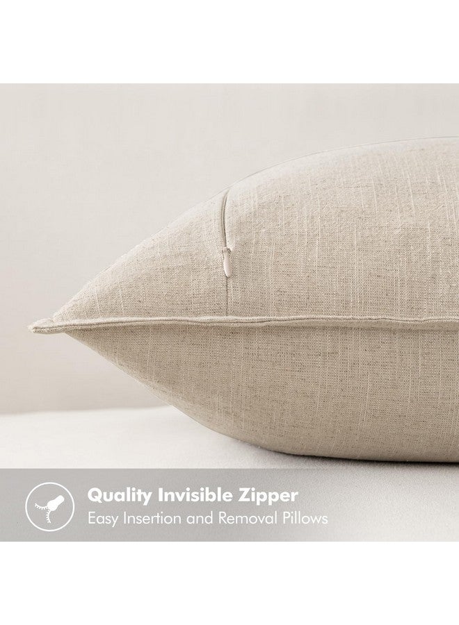 MIULEE MIULEE Decorative Linen Pillow Covers 26x26 Inch Natural Beige Boho Farmhouse Neutral Couch Throw Pillows for Bed Pack of 2 Accent Outdoor Pillowcase Modern Sofa Cushion Livingroom Home Decor  - Image 3