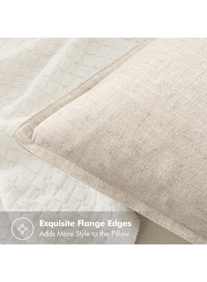 MIULEE MIULEE Decorative Linen Pillow Covers 26x26 Inch Natural Beige Boho Farmhouse Neutral Couch Throw Pillows for Bed Pack of 2 Accent Outdoor Pillowcase Modern Sofa Cushion Livingroom Home Decor  - Image 2