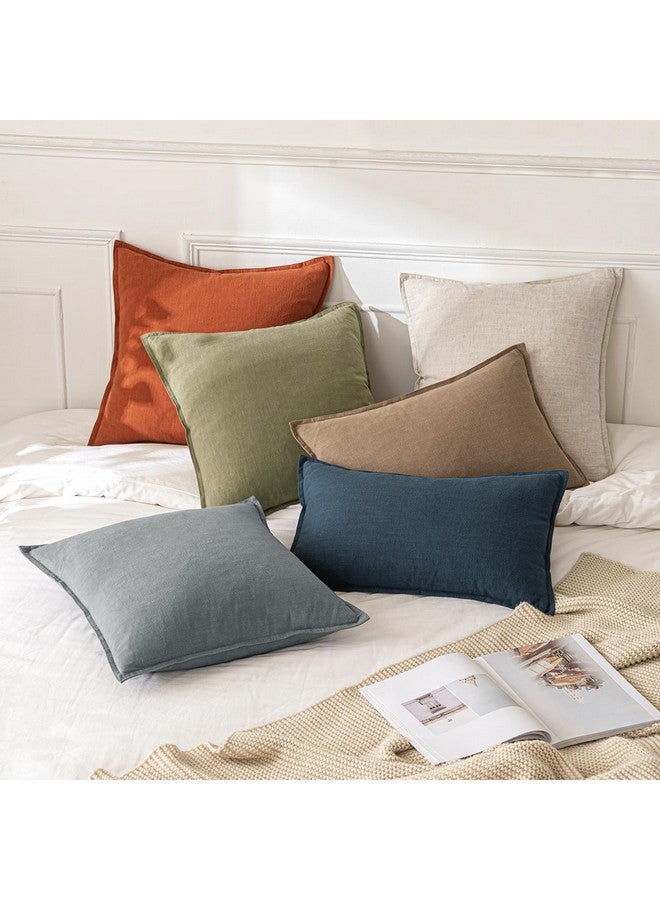 MIULEE MIULEE Decorative Linen Pillow Covers 26x26 Inch Natural Beige Boho Farmhouse Neutral Couch Throw Pillows for Bed Pack of 2 Accent Outdoor Pillowcase Modern Sofa Cushion Livingroom Home Decor  - Image 5