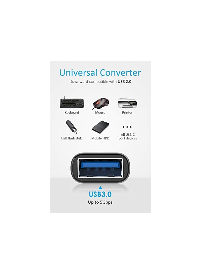 Lention Usb C To Usb 3.0 Adapter (3 Pack), Type C Male To Usb Female Otg Converter Compatible 2023-2016 Macbook Pro, New Mac Air/Surface, Chromebook, Phone/Tablet, More (Cb-C3S, Black)  - Image 5