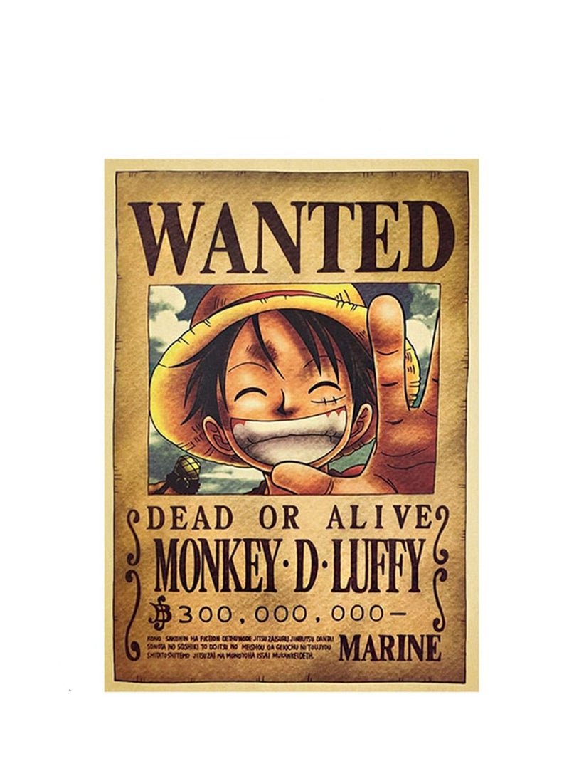 Anime Wanted Posters Luffy Reward Series Kraft Paper Poster Character Home Decor Painting Wall Stickers (52*36cm) - Image 1