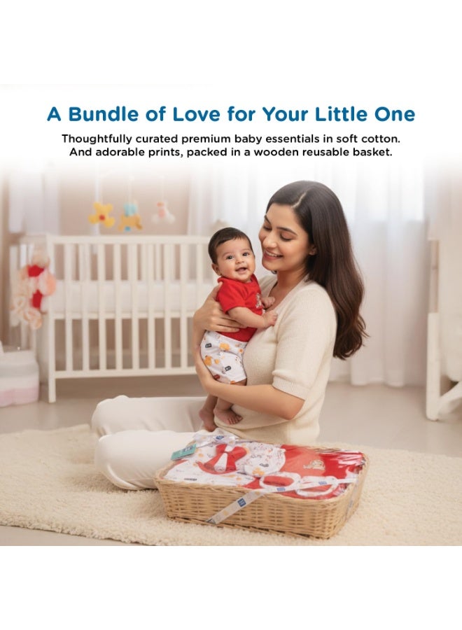 Mee Mee New Born Baby Gift Set | Soft Cotton Clothing Essentials for Infants/Baby Girls, Boys | Baby Shower Clothing Hamper (8 Pieces, Red)|Perfect Gift for New Born Baby - Image 4