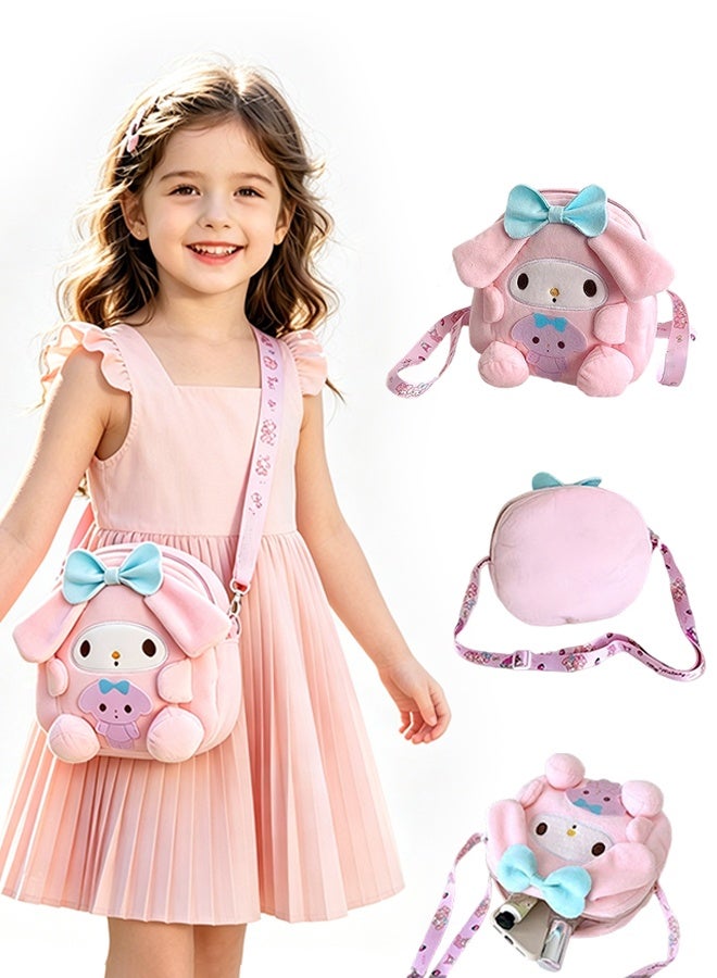 Organizer My Melody Plush Crossbody Bag, Super Soft Fluffy Shoulder Purse for Girls & Teens, Cute Kawaii Fashion Accessory Gift - Image 1
