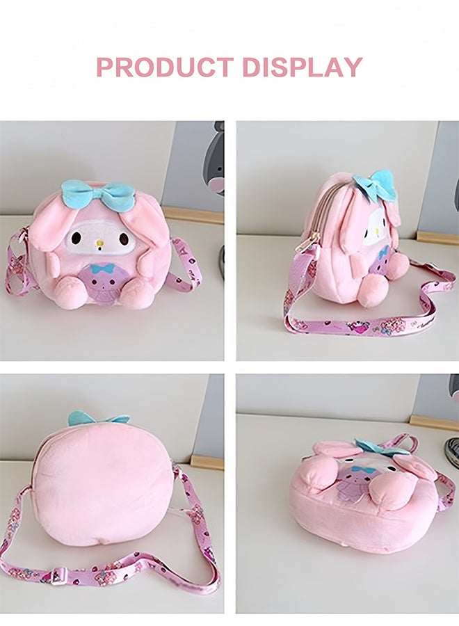 Organizer My Melody Plush Crossbody Bag, Super Soft Fluffy Shoulder Purse for Girls & Teens, Cute Kawaii Fashion Accessory Gift - Image 3
