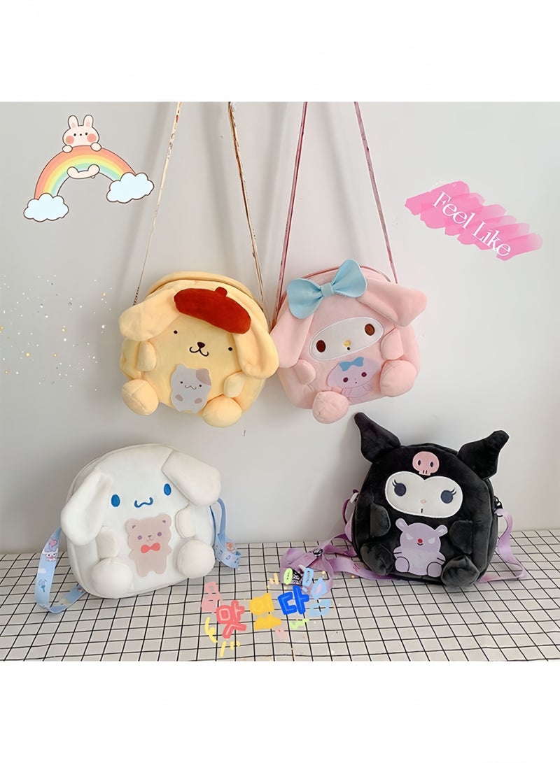 Organizer My Melody Plush Crossbody Bag, Super Soft Fluffy Shoulder Purse for Girls & Teens, Cute Kawaii Fashion Accessory Gift - Image 4