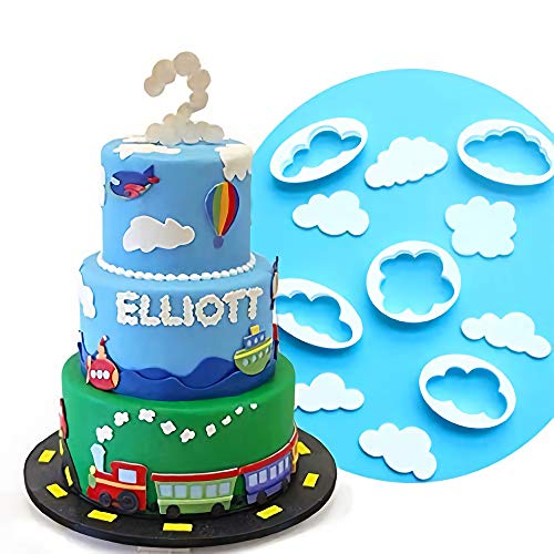 Palksky Cloud Fondant Cutter Fluffy Cloud Plastic Cookie Cutter Cake Mold Sugar Craft Mold Cake Decorating Tools(5PCS) - Image 1