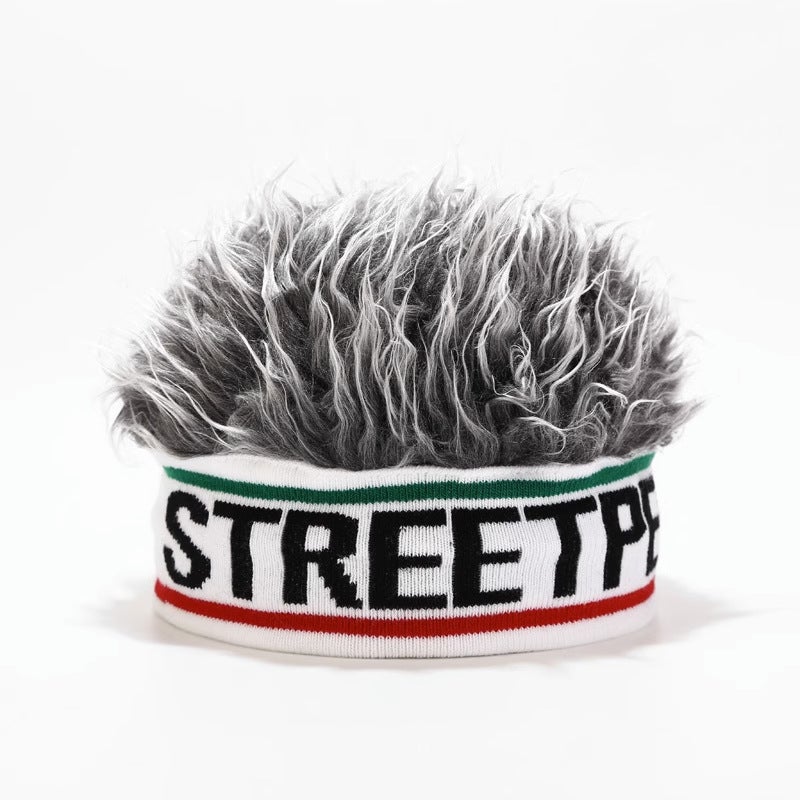 Korean Kids Wig Cap Cute Explosion Head Autumn Winter Baby Wool Hatstree gray hair stree gray hair