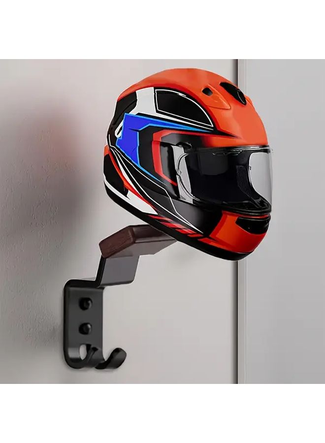 Heavy Duty Metal Helmet Rack Athens Black Punch Mount Storage With Hooks Space Saving - Image 1