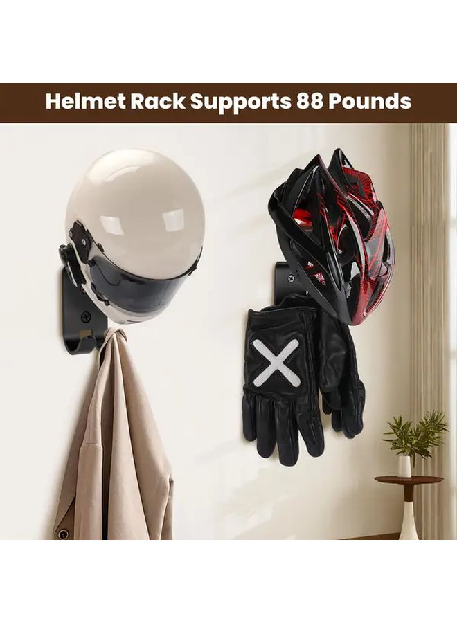 Heavy Duty Metal Helmet Rack Athens Black Punch Mount Storage With Hooks Space Saving - Image 5