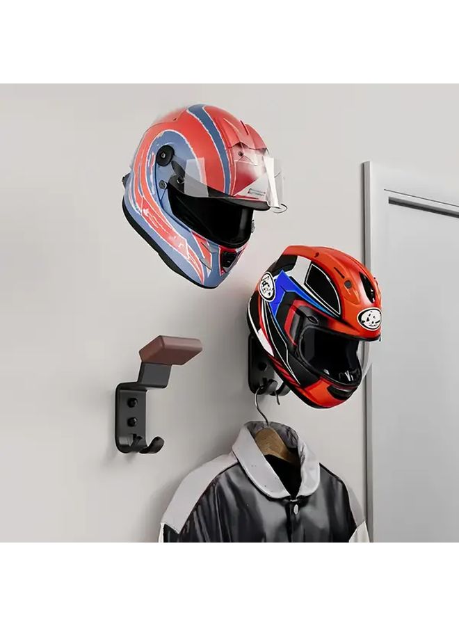 Heavy Duty Metal Helmet Rack Athens Black Punch Mount Storage With Hooks Space Saving - Image 4
