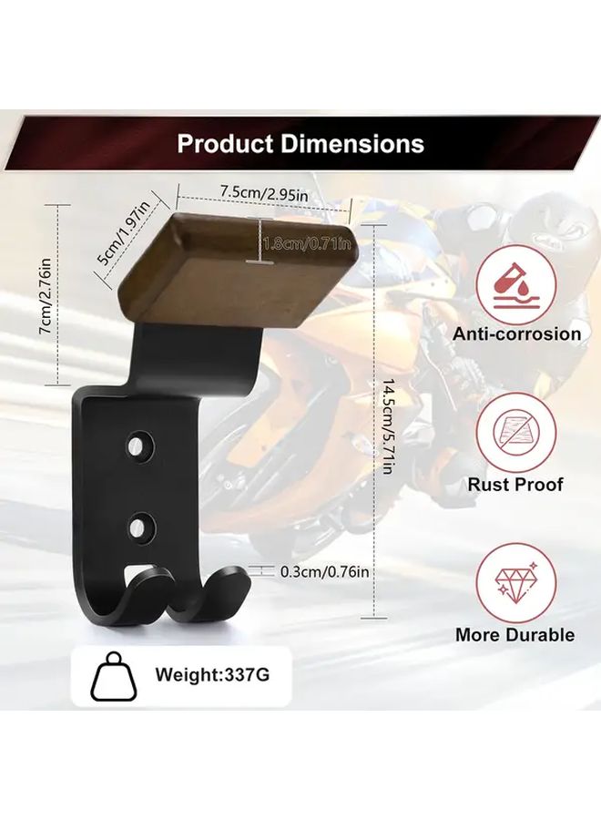 Heavy Duty Metal Helmet Rack Athens Black Punch Mount Storage With Hooks Space Saving - Image 2