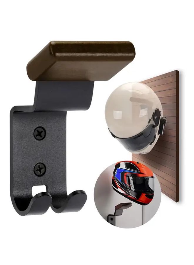 Heavy Duty Metal Helmet Rack Athens Black Punch Mount Storage With Hooks Space Saving - Image 3