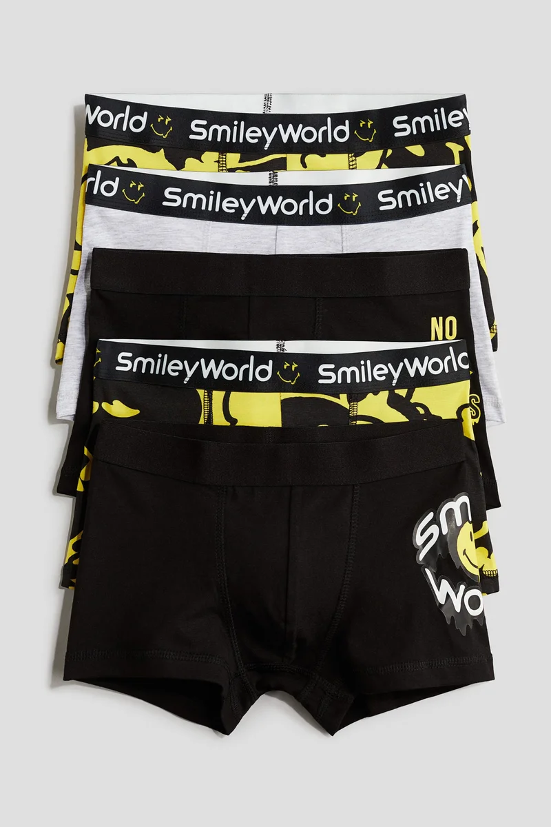 H&M 5-Pack Print-Motif Cotton Boxer Shorts