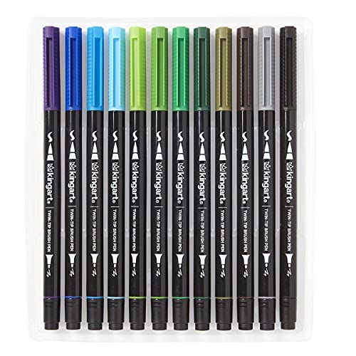 KINGART PRO Dual Twin-Tip Brush Pens, Set of 24 Unique & Vivid Colors, Watercolor Markers with Flexible Nylon Brush Tips, Professional Watercolor Pens for Painting, Drawing - Image 2