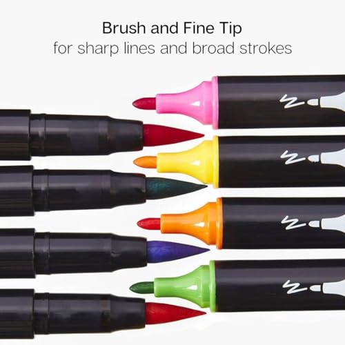 KINGART PRO Dual Twin-Tip Brush Pens, Set of 24 Unique & Vivid Colors, Watercolor Markers with Flexible Nylon Brush Tips, Professional Watercolor Pens for Painting, Drawing - Image 3