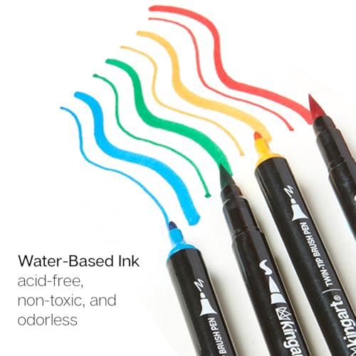 KINGART PRO Dual Twin-Tip Brush Pens, Set of 24 Unique & Vivid Colors, Watercolor Markers with Flexible Nylon Brush Tips, Professional Watercolor Pens for Painting, Drawing - Image 4