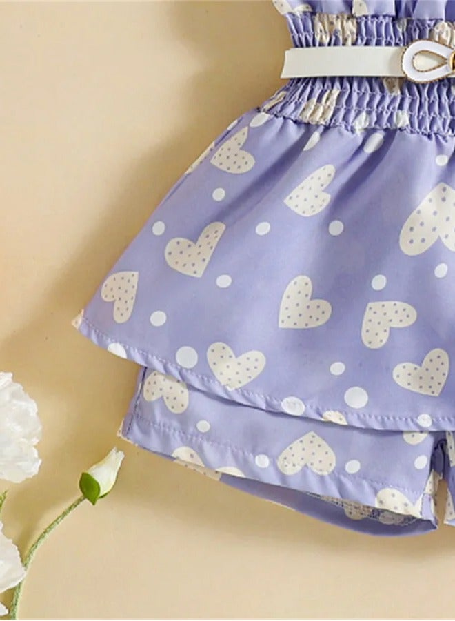 SAPS All Over Heart Print Tie Strap Jumpsuit - Purple  - Image 3