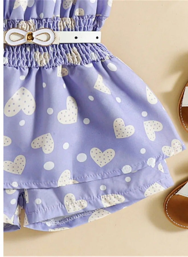 SAPS All Over Heart Print Tie Strap Jumpsuit - Purple  - Image 4