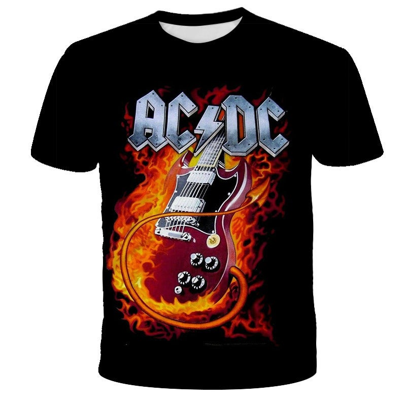 New Men'S New 3D Printed Acdc Band Distinctive T-Shirt For Kids - Image 3
