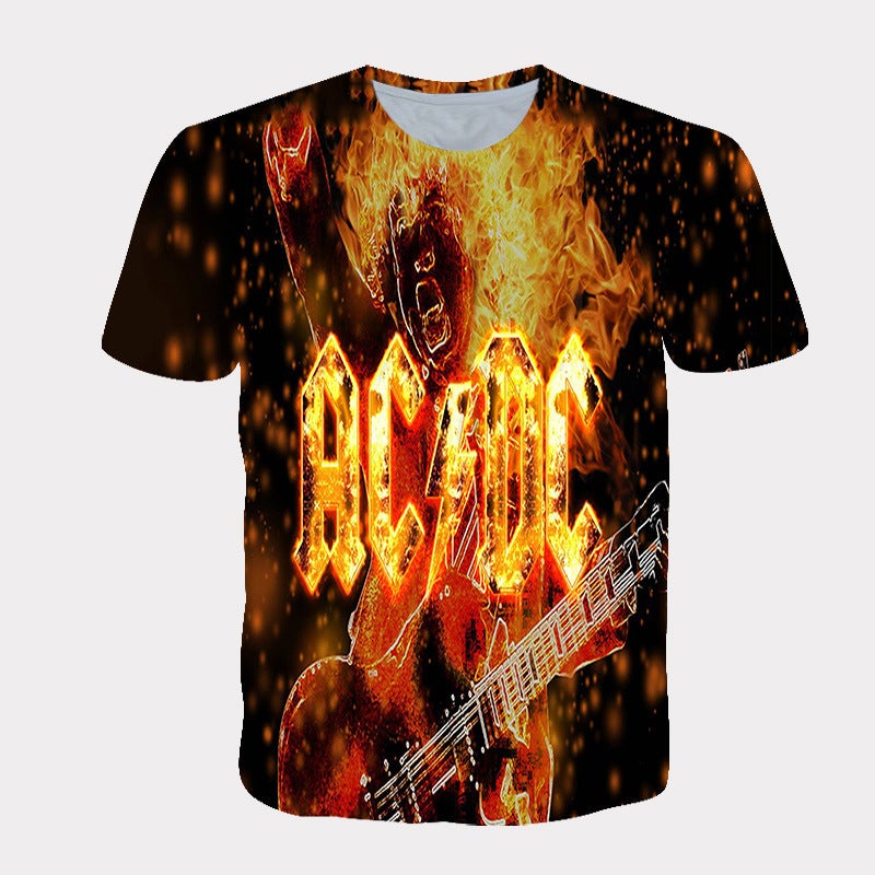 New Men'S New 3D Printed Acdc Band Distinctive T-Shirt For Kids - Image 1