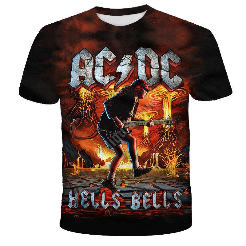 New Men'S New 3D Printed Acdc Band Distinctive T-Shirt For Kids - Image 4