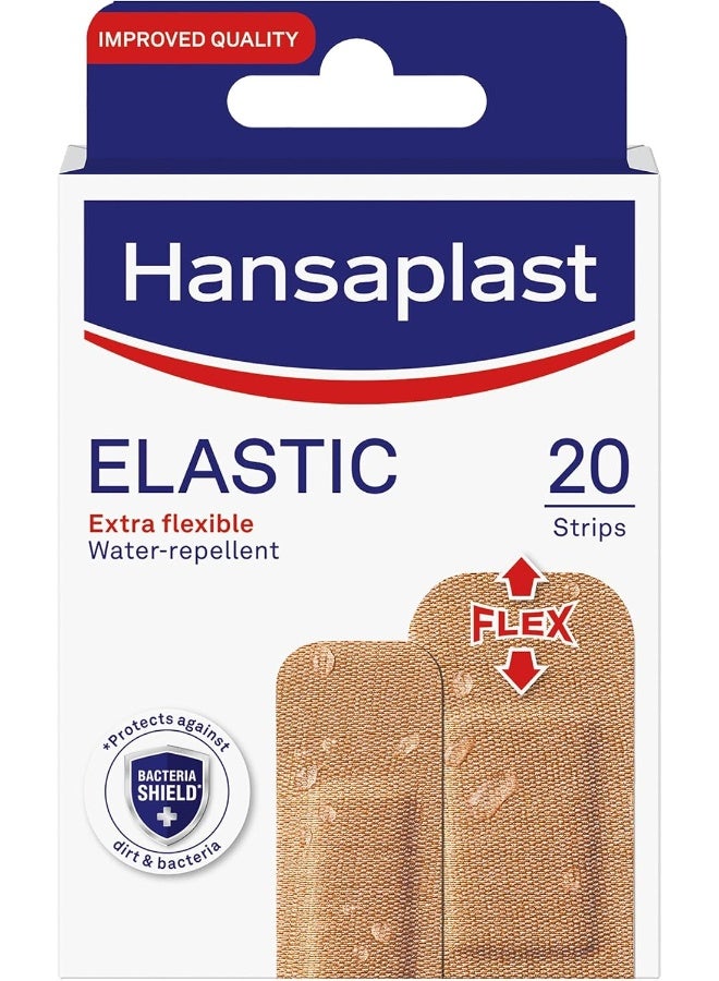 Hansaplast Hansaplast Elastic Plasters, Extra Flexible & Breathable, 20 Strips (2 sizes)  - Image 1