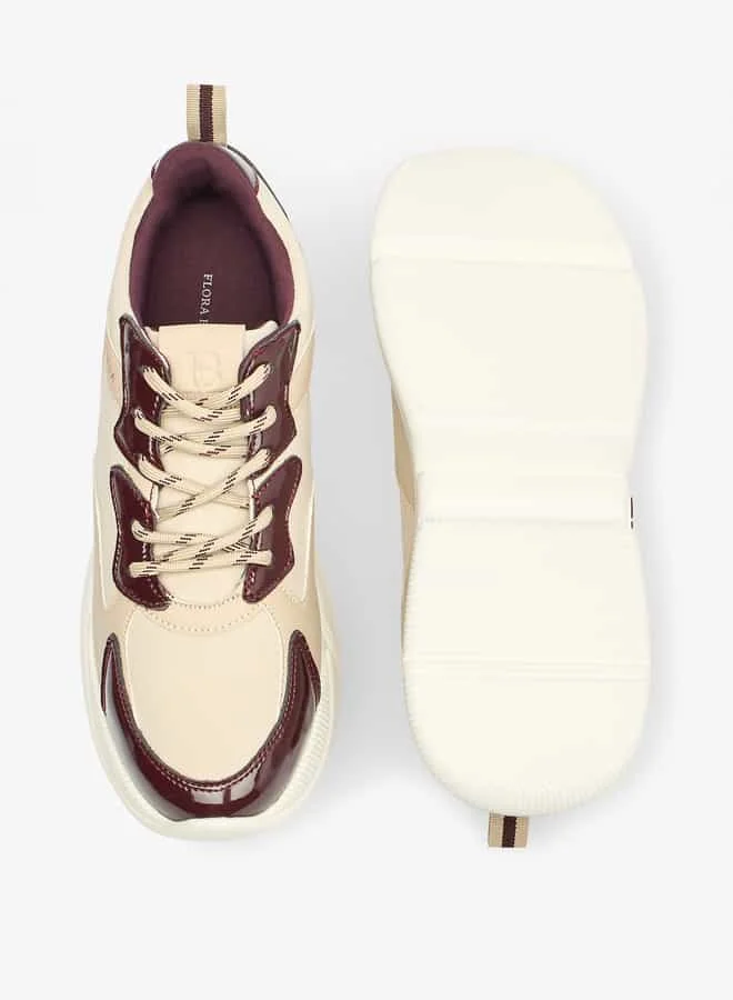 فلورا بيلا من شو إكسبرس Women Monotone Lace-Up Low Ankle Sneakers with Pull Tabs