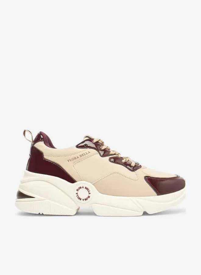 Flora Bella Monotone Lace-Up Low Ankle Sneakers With Pull Tabs