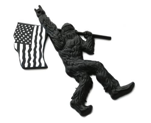 DecalRoom 1pc New Custom Sasquatch Decal Car Sticker 3D Badge Emblems Fishing USA Flag Decal Compatible with Bronco Universal Car Truck SUV Side Rear Front Hood Trunk Door (USA Flag-Black White) - Image 3