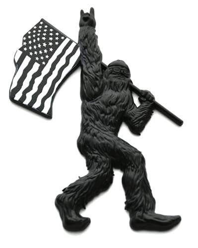 DecalRoom 1pc New Custom Sasquatch Decal Car Sticker 3D Badge Emblems Fishing USA Flag Decal Compatible with Bronco Universal Car Truck SUV Side Rear Front Hood Trunk Door (USA Flag-Black White) - Image 1