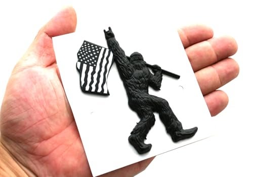 DecalRoom 1pc New Custom Sasquatch Decal Car Sticker 3D Badge Emblems Fishing USA Flag Decal Compatible with Bronco Universal Car Truck SUV Side Rear Front Hood Trunk Door (USA Flag-Black White) - Image 4