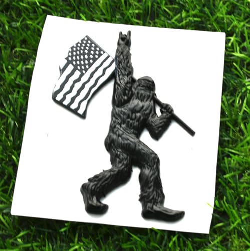 DecalRoom 1pc New Custom Sasquatch Decal Car Sticker 3D Badge Emblems Fishing USA Flag Decal Compatible with Bronco Universal Car Truck SUV Side Rear Front Hood Trunk Door (USA Flag-Black White) - Image 5