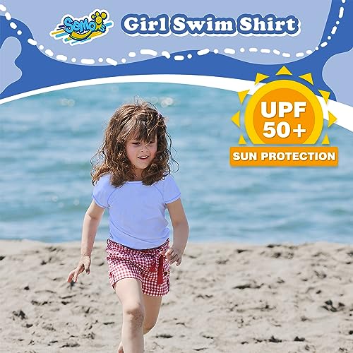 Semois Girls Rash Guard Short Sleeve, Light Purple UPF 50+ Sun Protection Rashguard Slim Fit Swim Shirt Fishing Surf Quick Dry Cool Beach Clothes for Toddler Youth Kids Size 10-12 Years - Image 4