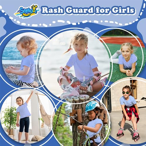 Semois Girls Rash Guard Short Sleeve, Light Purple UPF 50+ Sun Protection Rashguard Slim Fit Swim Shirt Fishing Surf Quick Dry Cool Beach Clothes for Toddler Youth Kids Size 10-12 Years - Image 2