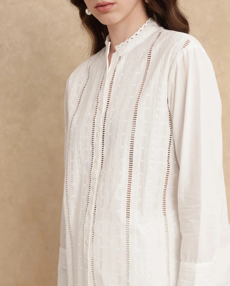 Rareism Women's Lace Detail Solid Top