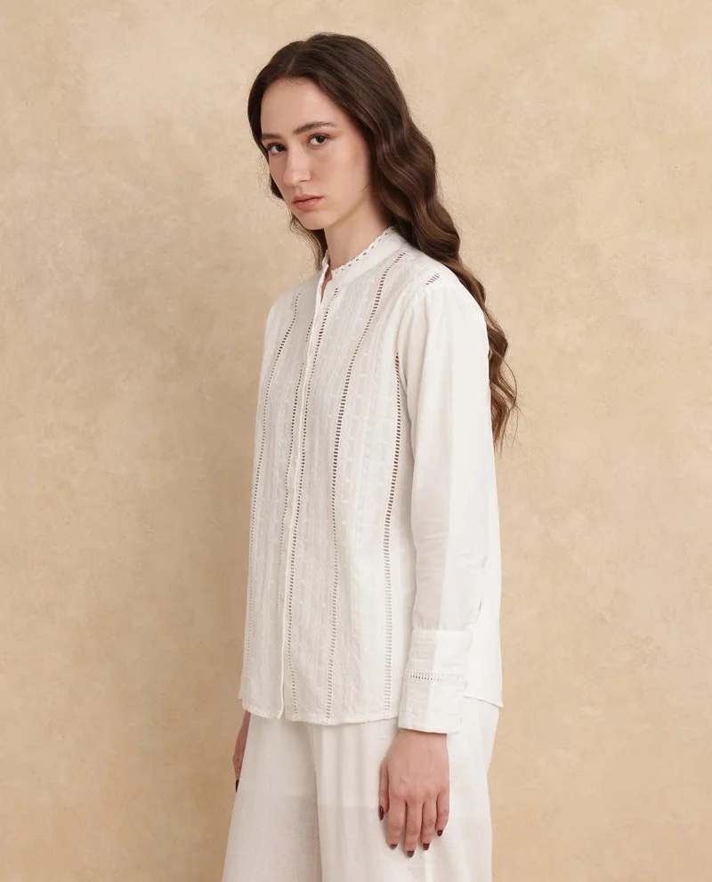 Rareism Women's Lace Detail Solid Top
