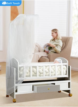3 in 1 Baby Bassinet Baby Bedside with Mosquito Sleeper Baby Cot with Mosquito Net with Drawer Sturdy Structure for Newborn and Infant 99x50x50CM - pzsku/ZF3D9B26CF8B247A3591CZ/45/_/1737008674/907f9fdc-989d-4b4a-b1e2-17c07080d482