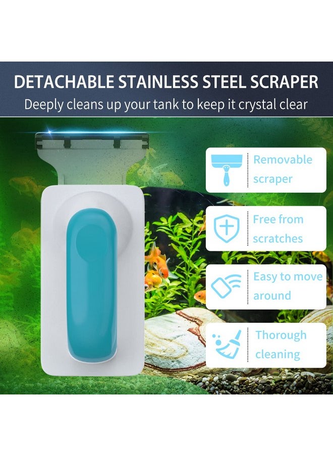 Pawfly Pawfly Aquarium Strong Magnetic Brush Stain Cleaner with Detachable Stainless Steel Scraper and Non-Slip Handle 4 Inch Floating Cleaning Scrubber Tool for Glass Fish Tank (Not for Acrylic Tank)  - Image 2