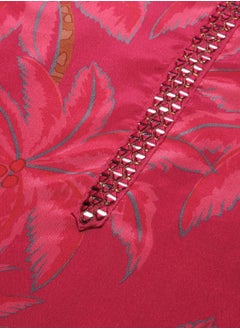 ISHIN Red Kurta Set Straight Fit 3/4 Sleeve Sleeve made from TOP:- Poly Chinon, Bottom:- Heavy Chanderi featuring Self Design design and Round Neck neckline - Perfect for Ethinic!  - Image 3