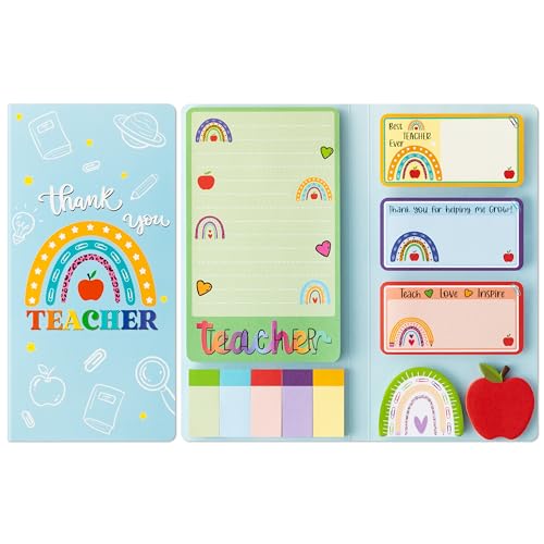 Xqumoi Boho Rainbow Teacher Sticky Notes Set, 550 Sheets, Thank You Teacher Self-Stick Note Pads Teacher Appreciation Gift Writing Memo Pads Page Marker Back to School Office Supplies (Color) - Image 1