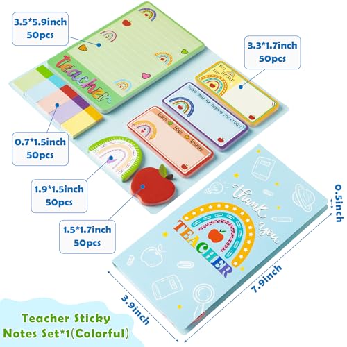 Xqumoi Boho Rainbow Teacher Sticky Notes Set, 550 Sheets, Thank You Teacher Self-Stick Note Pads Teacher Appreciation Gift Writing Memo Pads Page Marker Back to School Office Supplies (Color) - Image 2