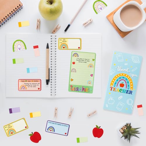 Xqumoi Boho Rainbow Teacher Sticky Notes Set, 550 Sheets, Thank You Teacher Self-Stick Note Pads Teacher Appreciation Gift Writing Memo Pads Page Marker Back to School Office Supplies (Color) - Image 4