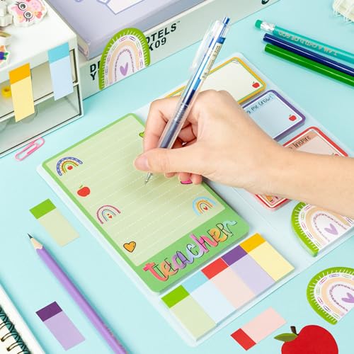 Xqumoi Boho Rainbow Teacher Sticky Notes Set, 550 Sheets, Thank You Teacher Self-Stick Note Pads Teacher Appreciation Gift Writing Memo Pads Page Marker Back to School Office Supplies (Color) - Image 3