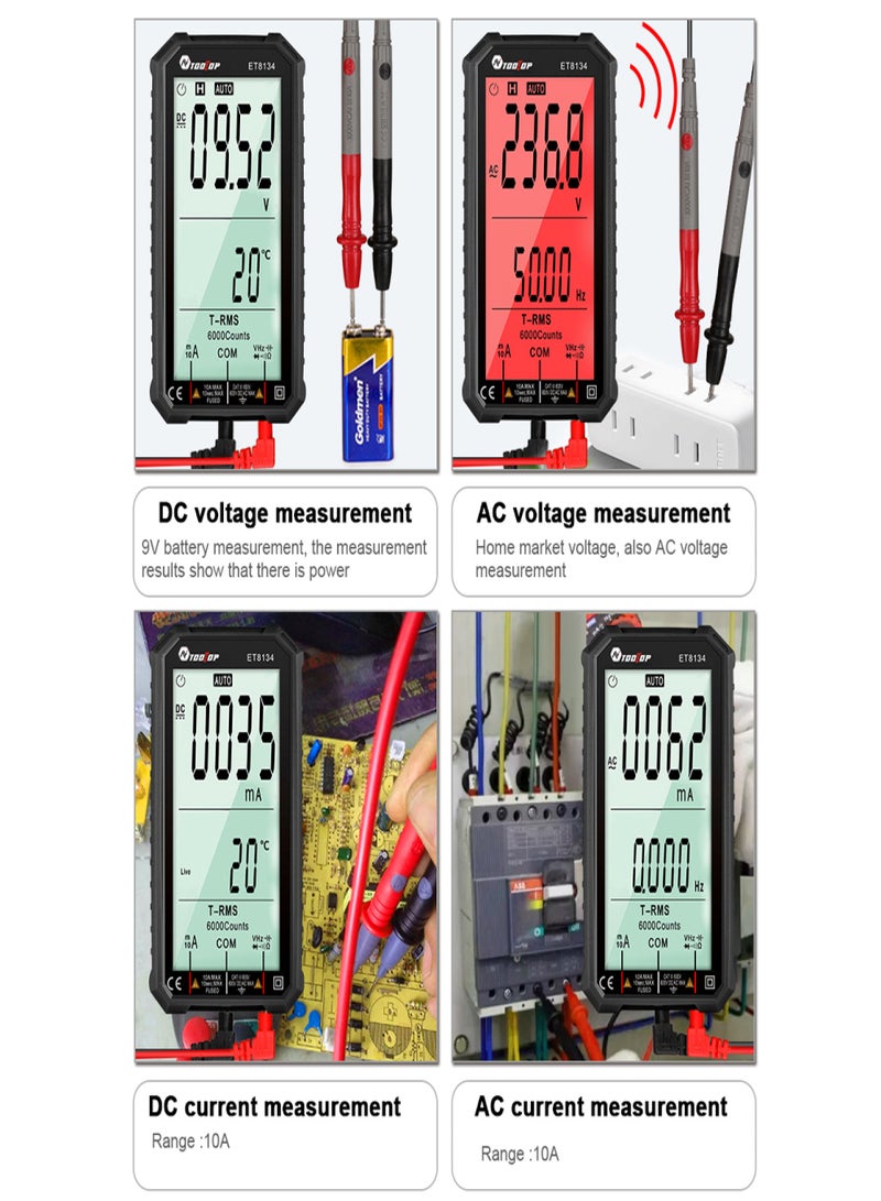 ET8134 Portable 4.7 Inch High Definition LCD Screen Multimeter Direct Current Voltage Current AC Voltage Current Measurement Capacitance Resistance Measuring Multifunction Multimeter Backlight Function - Image 2