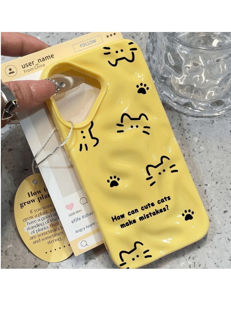 NIBEMINENT Cute Kitten Protective TPU Case Cover For IPhone 16 Plus, Yellow