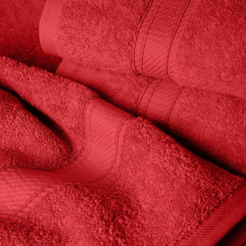 Superior Egyptian Cotton Pile 6 Piece Towel Set, Includes 2 Bath, 2 Hand, 2 Face Towels/Washcloths, Ultra Soft Luxury Towels, Thick Plush Essentials, Guest Bath, Spa, Hotel Bathroom, Red - Image 3